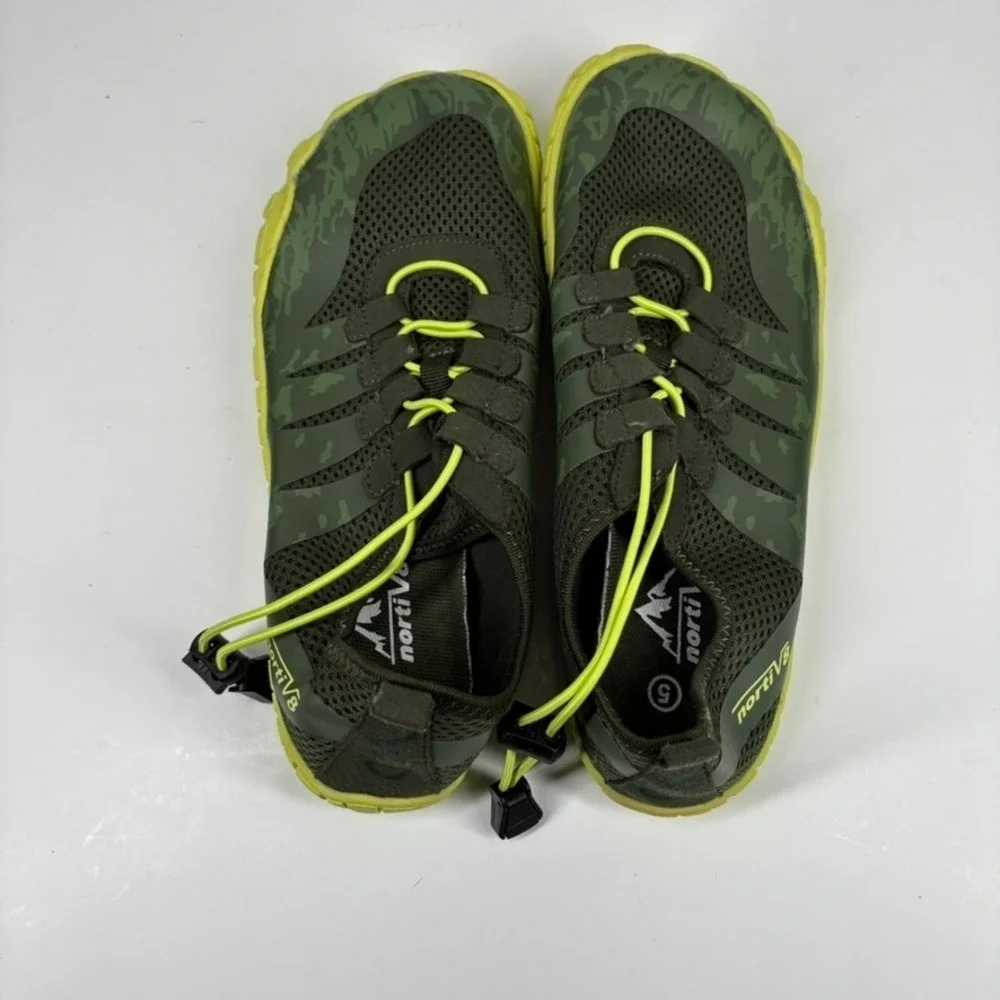 NORTIV 8 Big Kids Youth Size 5 Army Green Barefoot‎ Quick-Dry Water Aqua Shoes